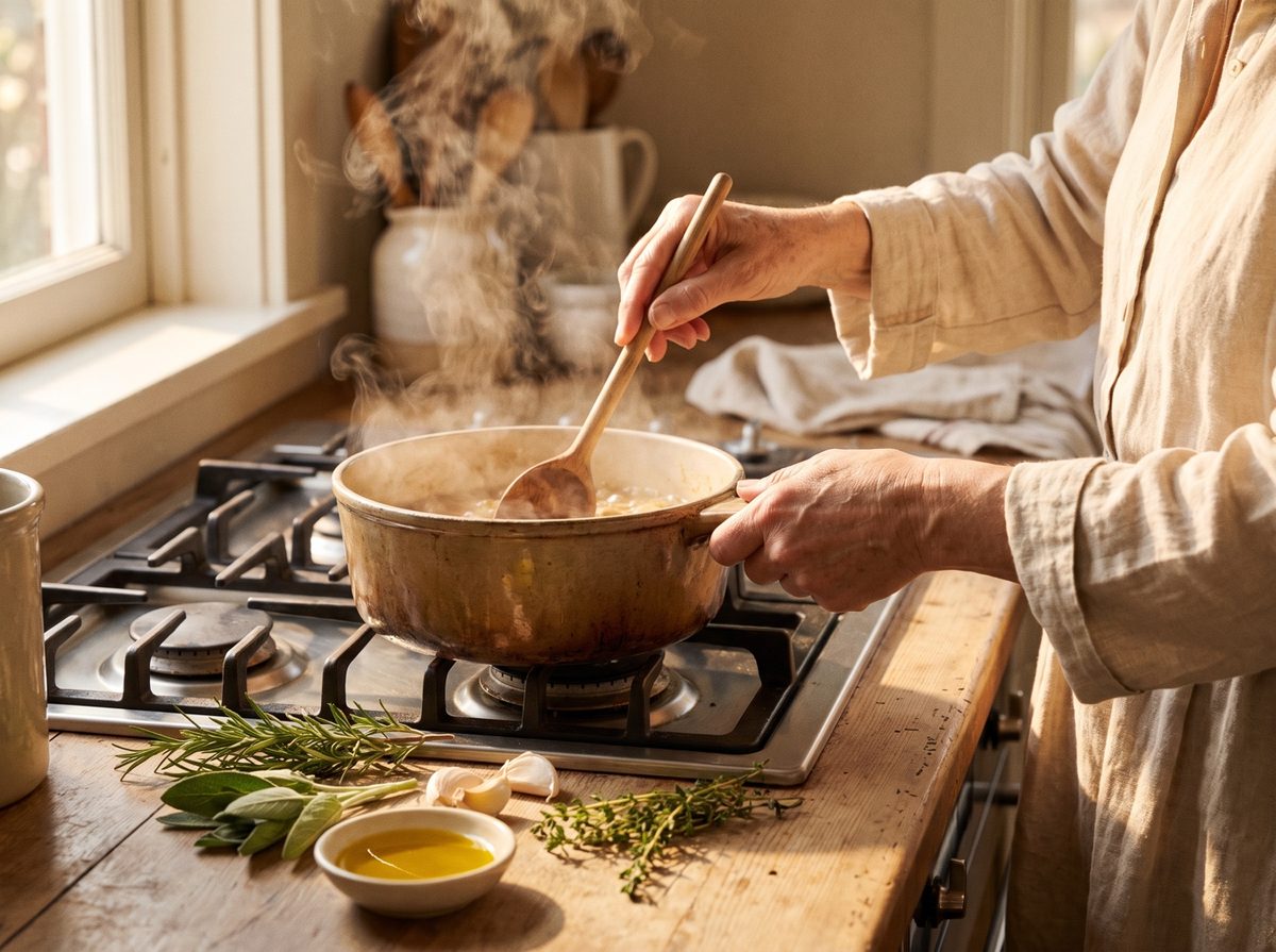The quiet, repetitive rhythm of preparing food by hand